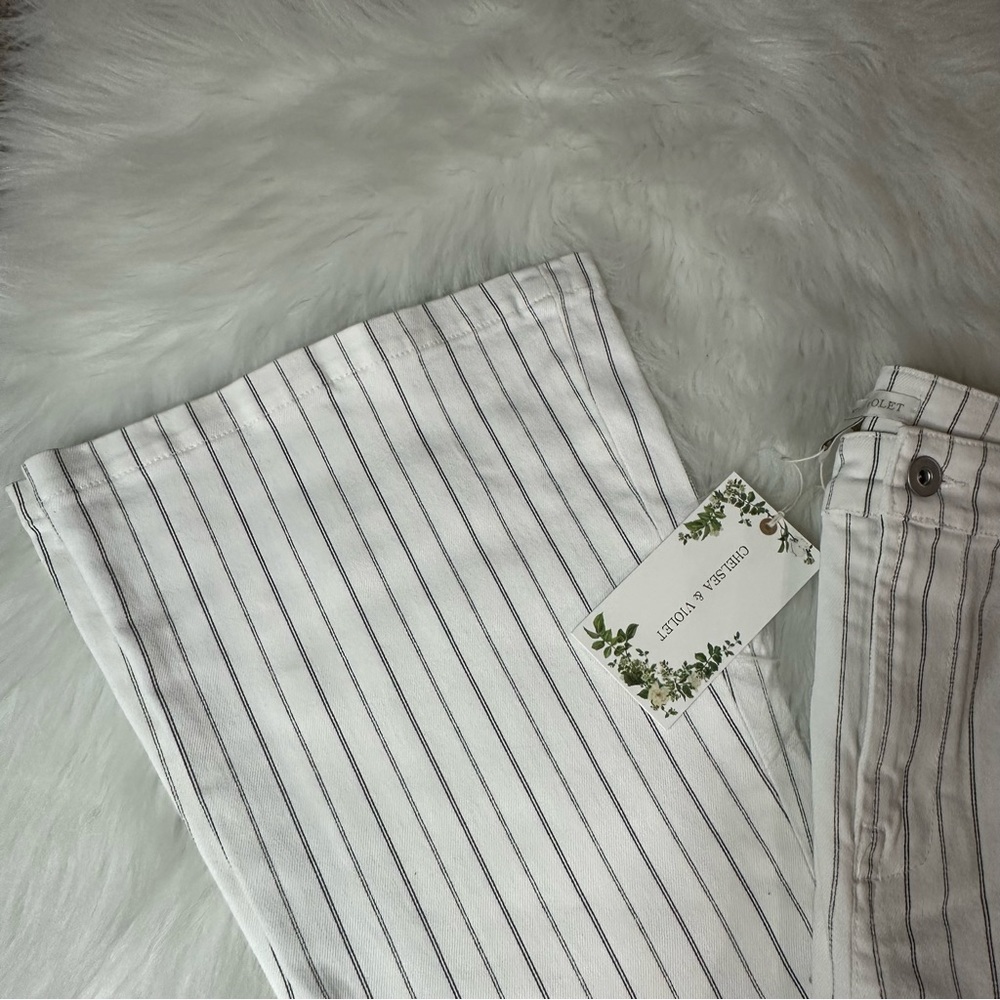 Chelsea & Violet Striped High Rise Denim Flare Jeans - Picture 4 of 10